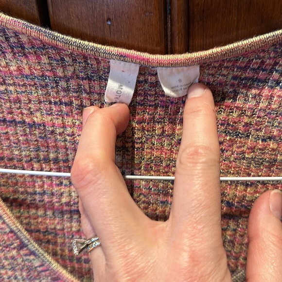 Anthropologie Moth Multicolor Ribbed Sweater Tee - Picture 2 of 2
